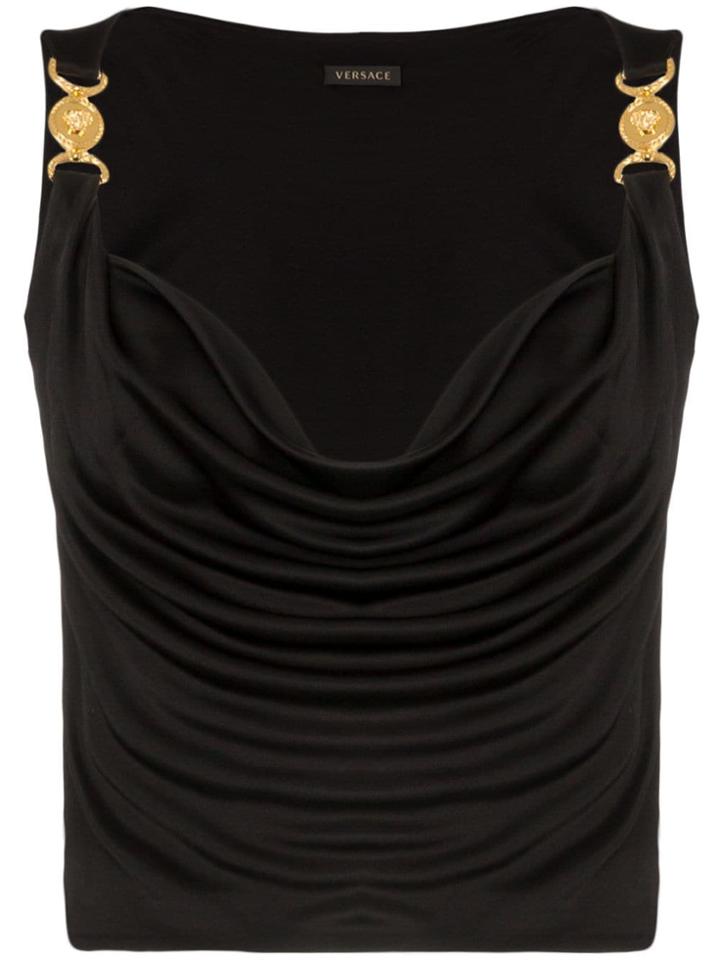 Versace Medusa Cowl Neck Blouse - Black