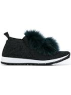 Jimmy Choo Fur Trim Norway Sneakers - Black