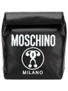 Moschino Double Question Mark Print Clutch, Women's, Black, Calf Leather