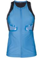 Adidas By Stella Mccartney Zip Front Running Tank - Blue