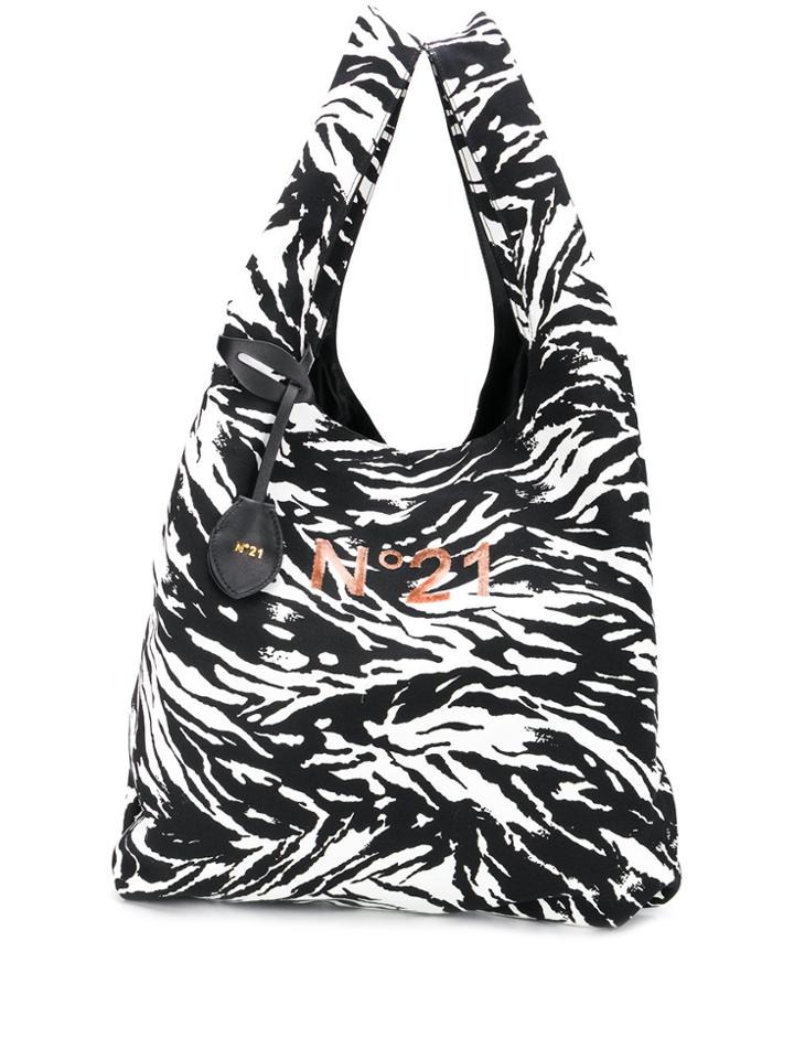Nº21 Zebra Print Shopper Tote - Black