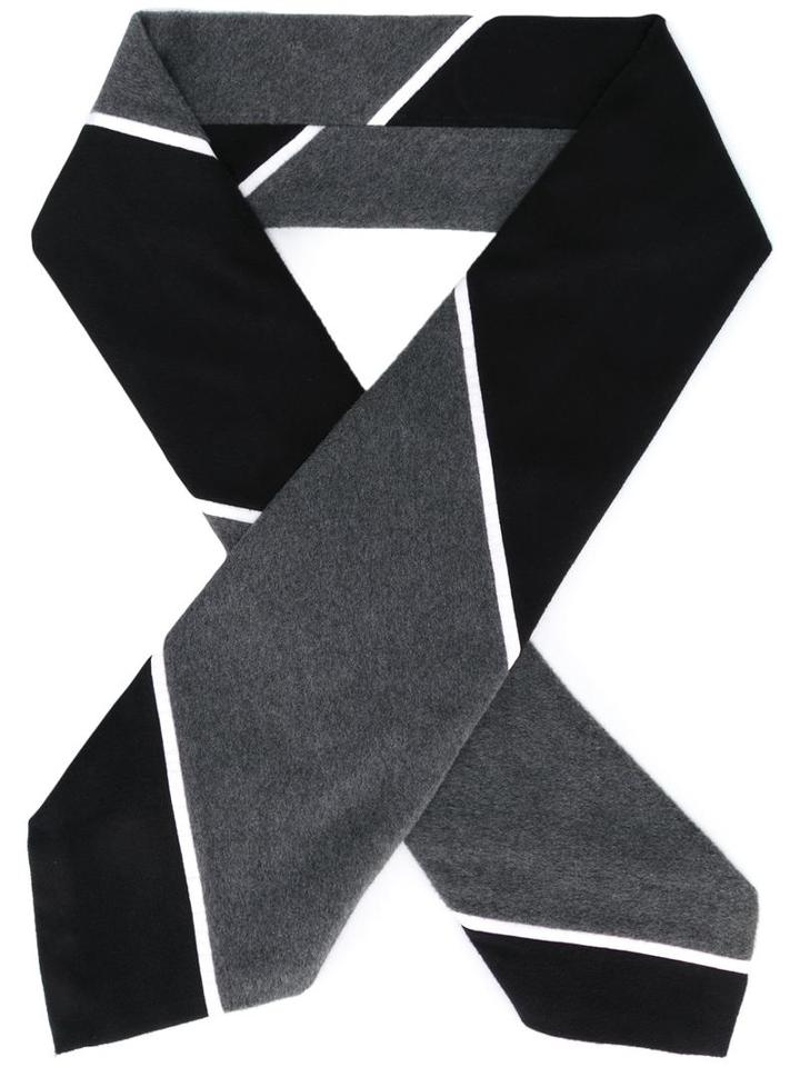 Thom Browne Seamed Rugby Stripe Tie Scarf, Women's, Grey, Cashmere/silk