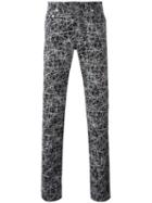 Dior Homme - Lines Print Trousers - Men - Cotton/calf Leather/spandex/elastane - 30, Black, Cotton/calf Leather/spandex/elastane