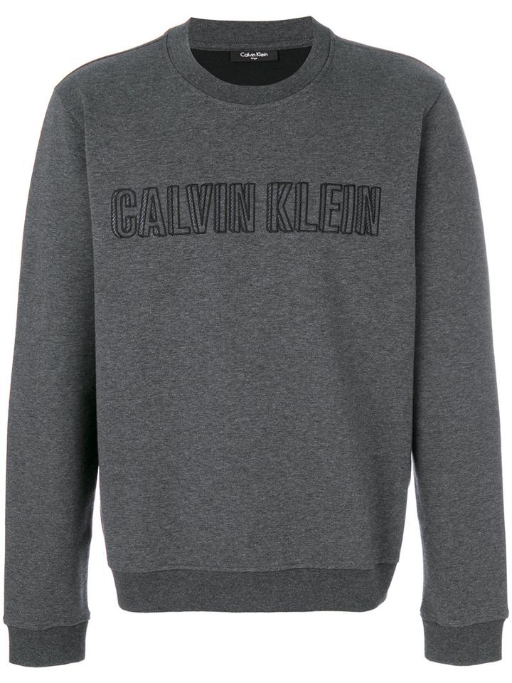Calvin Klein - Embroidered Logo Sweatshirt - Men - Cotton/spandex/elastane/polyester - L, Grey, Cotton/spandex/elastane/polyester