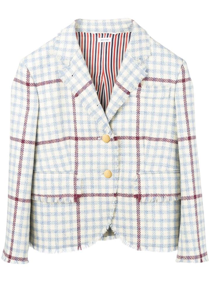 Thom Browne Gun Club Check Shetland Sport Coat - Blue