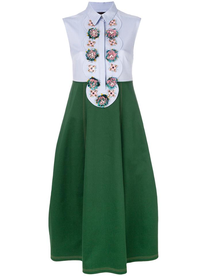 Talbot Runhof Embellished Two Tone Dress - Green