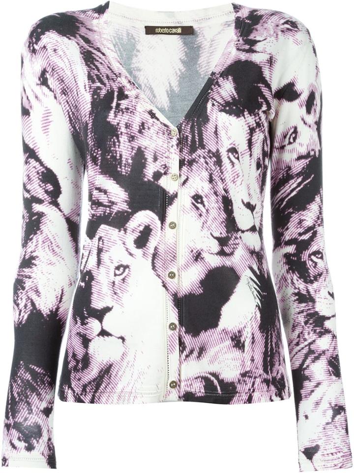 Roberto Cavalli Printed V-neck Cardigan - Nude & Neutrals