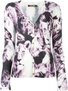Roberto Cavalli Printed V-neck Cardigan - Nude & Neutrals