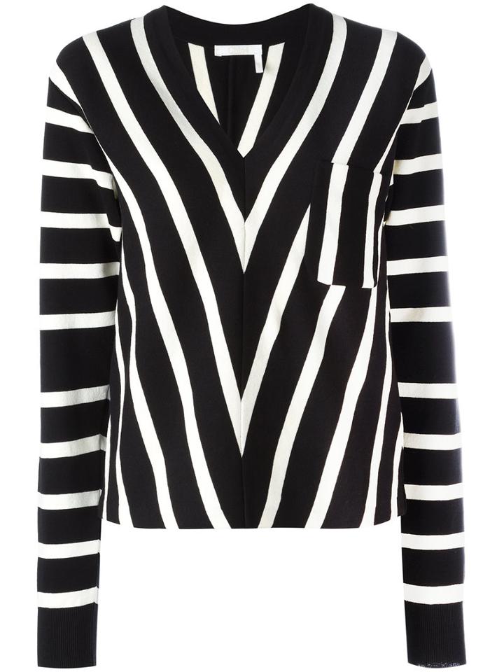 Chloé Striped Knitted Sweater, Women's, Size: Small, Black, Cotton