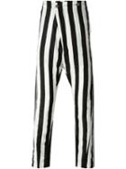 Barbara I Gongini Striped Drop-crotch Pants, Men's, Size: 50, Black, Linen/flax