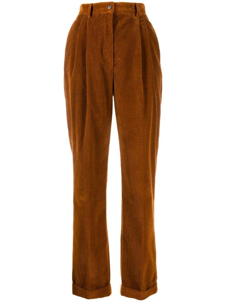 Alberta Ferretti Corduroy Tapered Trousers - Brown
