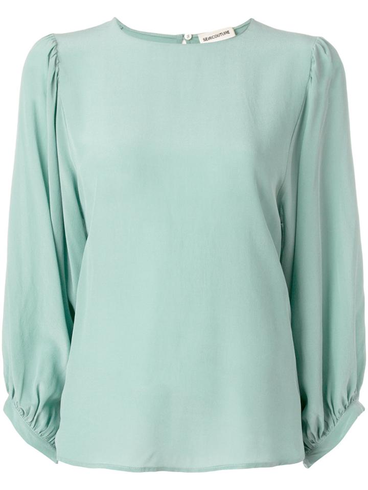 Semicouture Balloon Sleeve Blouse - Green