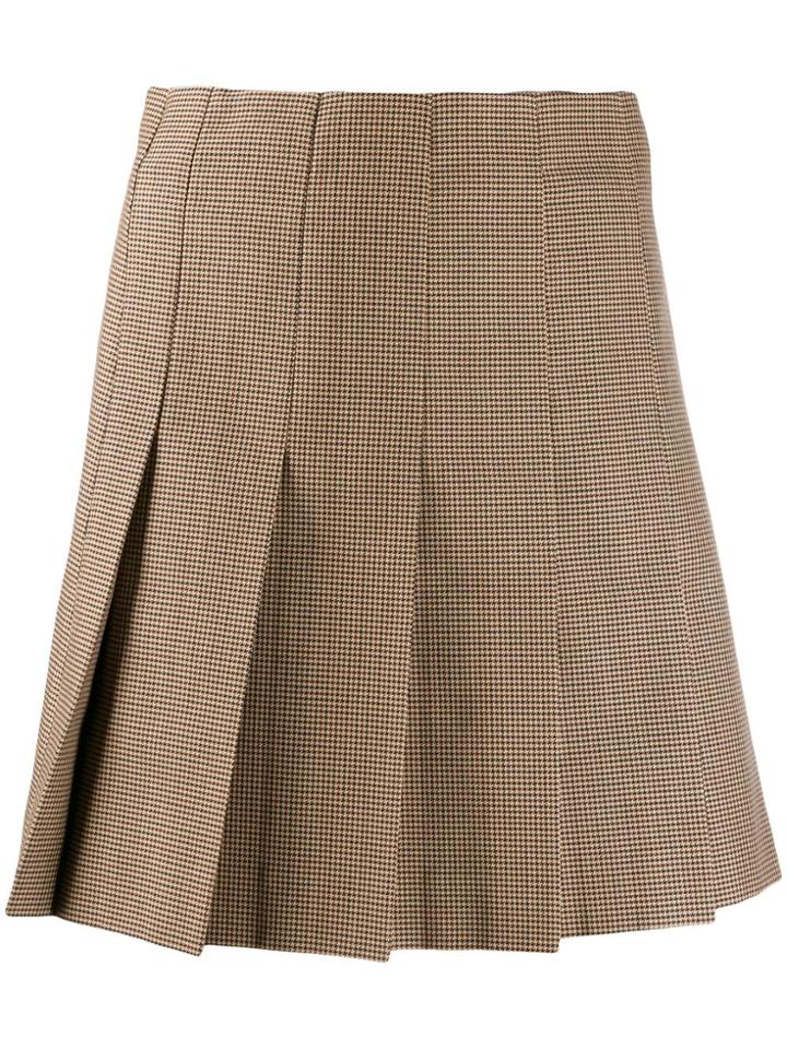 Msgm Pleated Mini Skirt - Brown