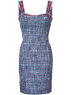 Boutique Moschino Tweed Fitted Dress, Women's, Size: 42, Blue, Cotton/polyamide/polyester/rayon