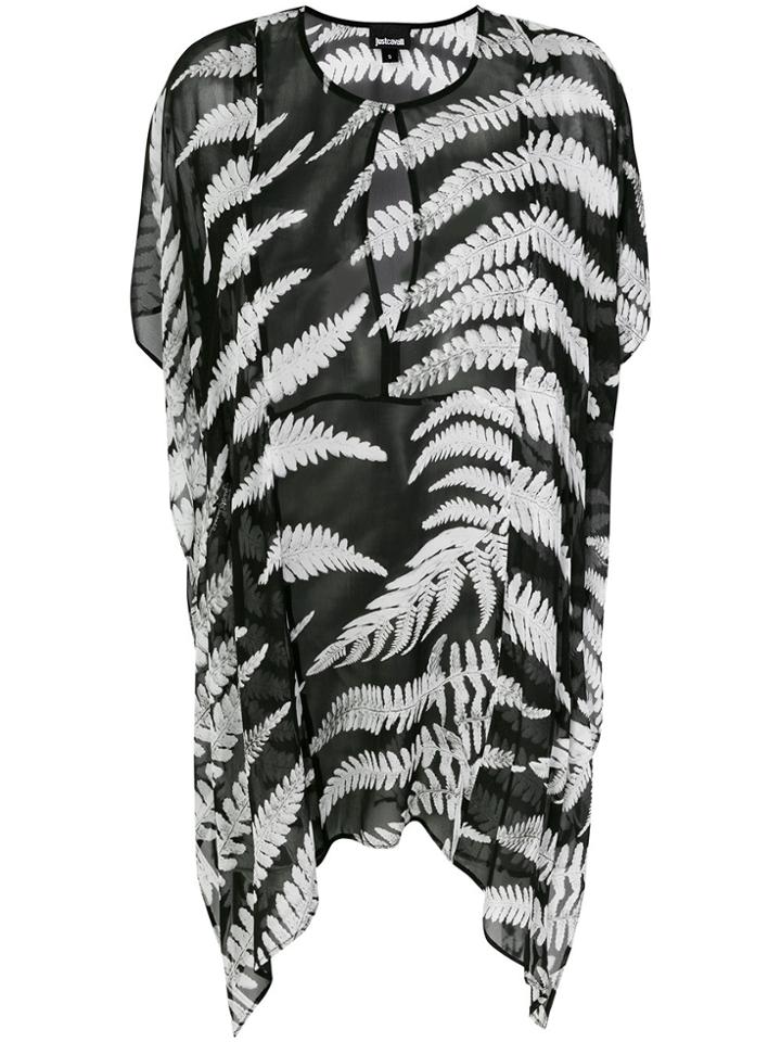 Just Cavalli Sheer Fern Print Dress - Black