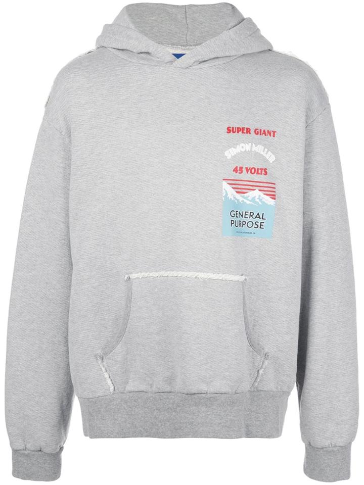 Simon Miller Battery Print Distressed Hoodie - Grey