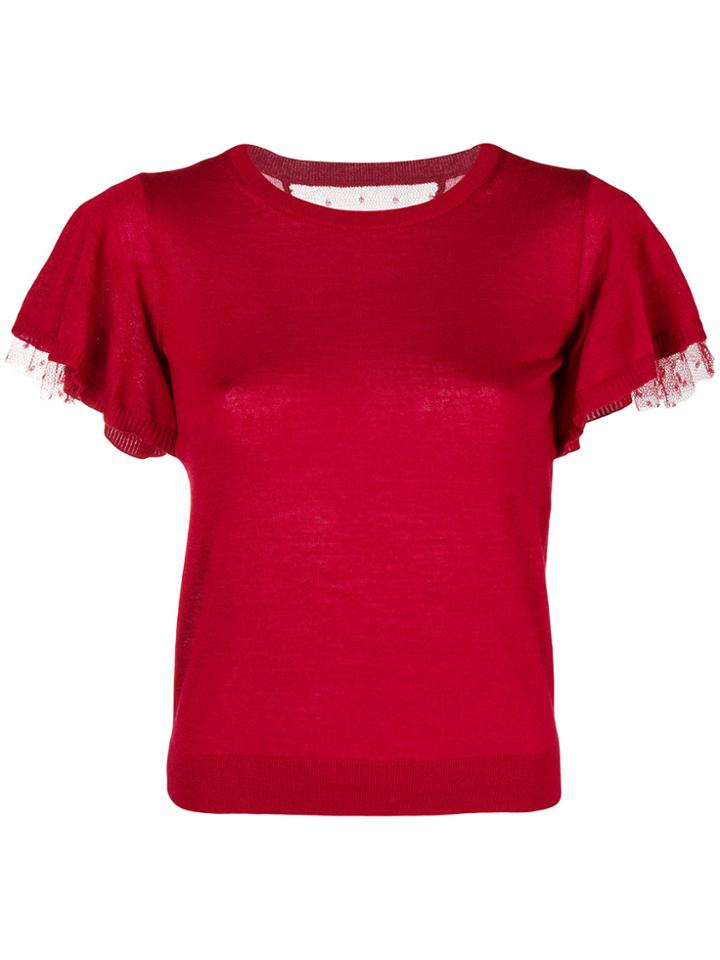 Red Valentino Lace Sleeve T-shirt