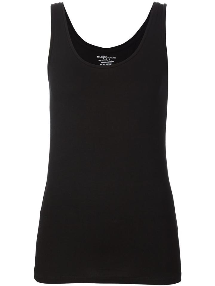 Majestic Filatures Scoop Neck Vest, Women's, Size: 2, Black, Viscose/spandex/elastane