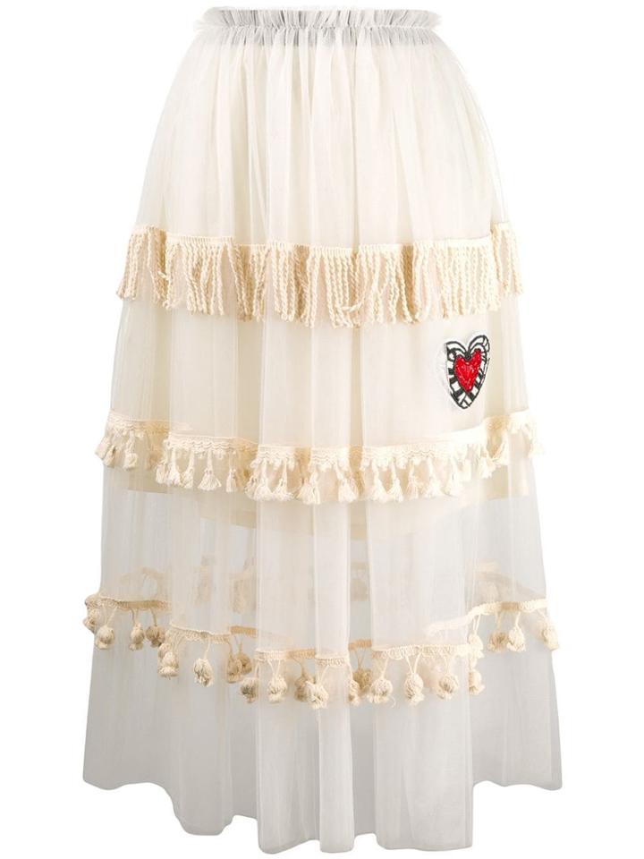 5 Progress Fringed Tulle Skirt - Neutrals