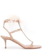 Aquazzura Feather Appliqué Sandals - Pink