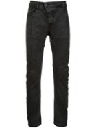 11 By Boris Bidjan Saberi Wax Effect Skinny Jeans, Men's, Size: Xs, Black, Cotton/spandex/elastane