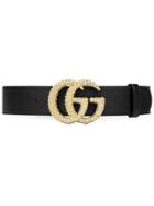 Gucci Textured Gg Buckle Belt - Black