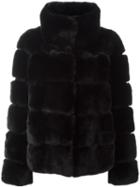 Yves Salomon Rabbit Fur Coat, Women's, Size: 38, Black, Rabbit Fur/goat Skin/silk/polyester