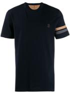 Brunello Cucinelli Striped Sleeve T-shirt - Blue