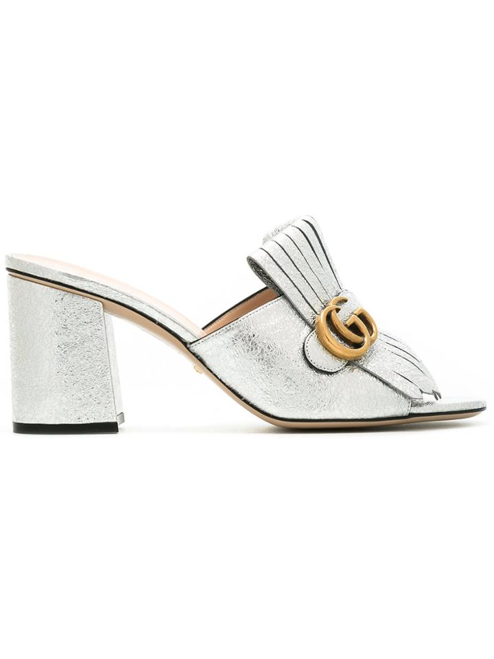 Gucci Metallic Fringed Mules
