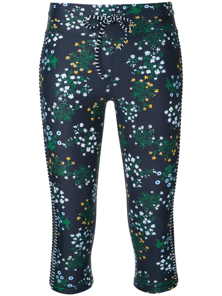 The Upside Floral Print Fitness Capris - Blue