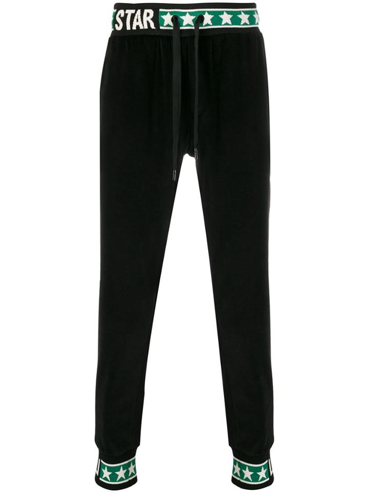 Dolce & Gabbana Cuffed Logo Stripe Track Pants - Black