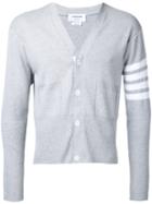 Thom Browne Striped Detail Cardigan, Men's, Size: 2, Grey, Cotton
