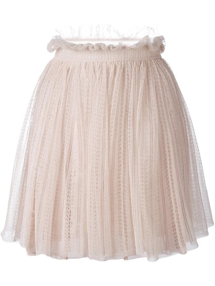 Alexander Mcqueen Floral Lace Flared Skirt, Women's, Size: Small, Nude/neutrals, Viscose/silk/metallic Fibre