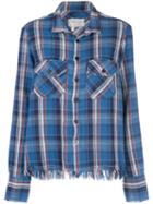 Greg Lauren Long-sleeved Plaid Shirt - Blue