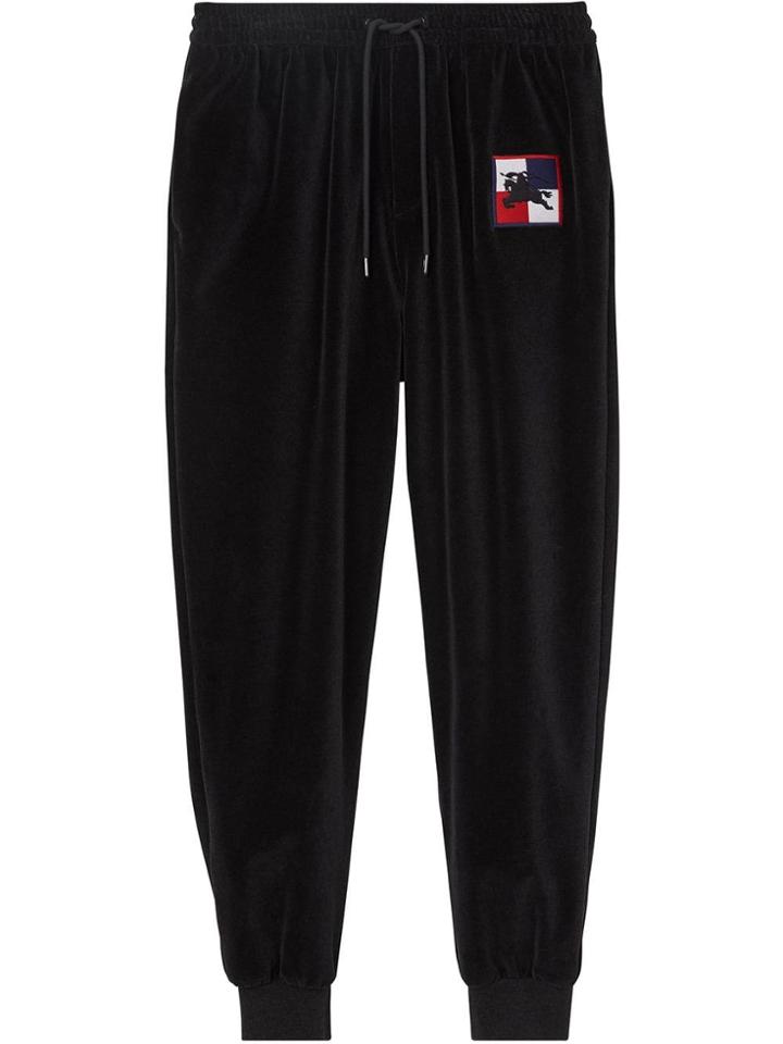 Burberry Chequer Ekd Velour Trackpants - Black