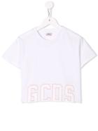 Gcds Kids Teen Logo Embroidered T-shirt - White