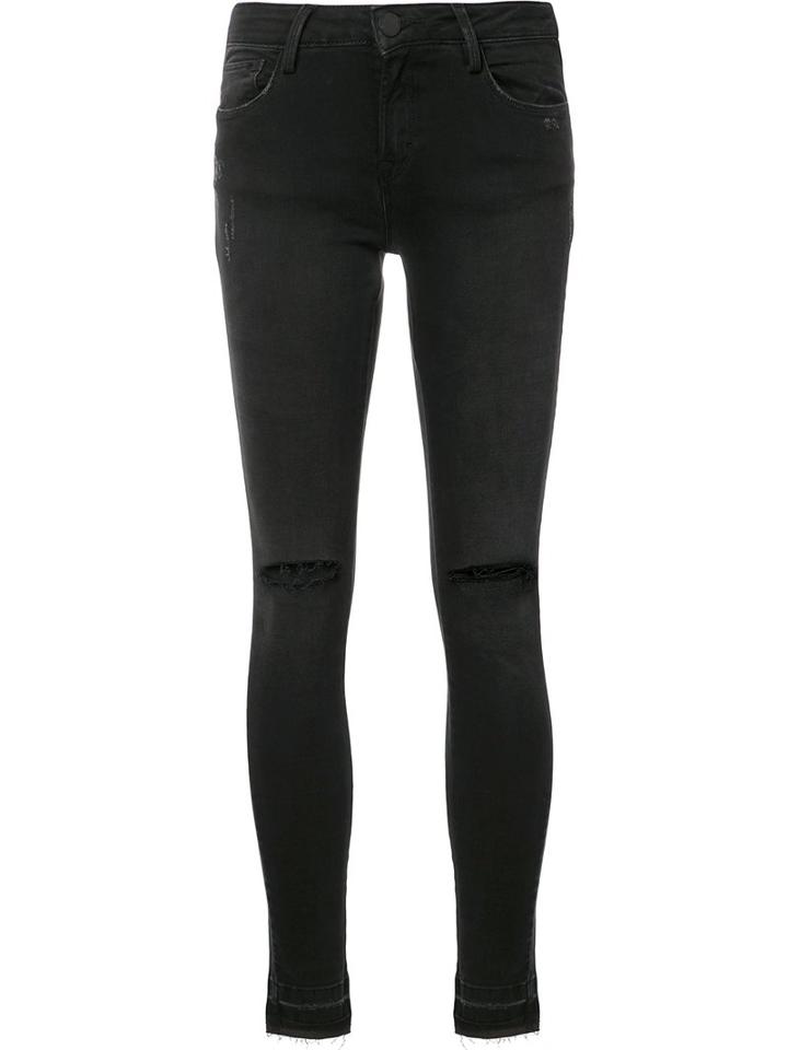 Etienne Marcel Distressed Skinny Jeans, Women's, Size: 24, Black, Cotton/spandex/elastane