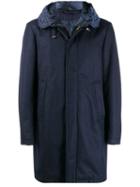 Canali Hooded Rain Coat - Blue