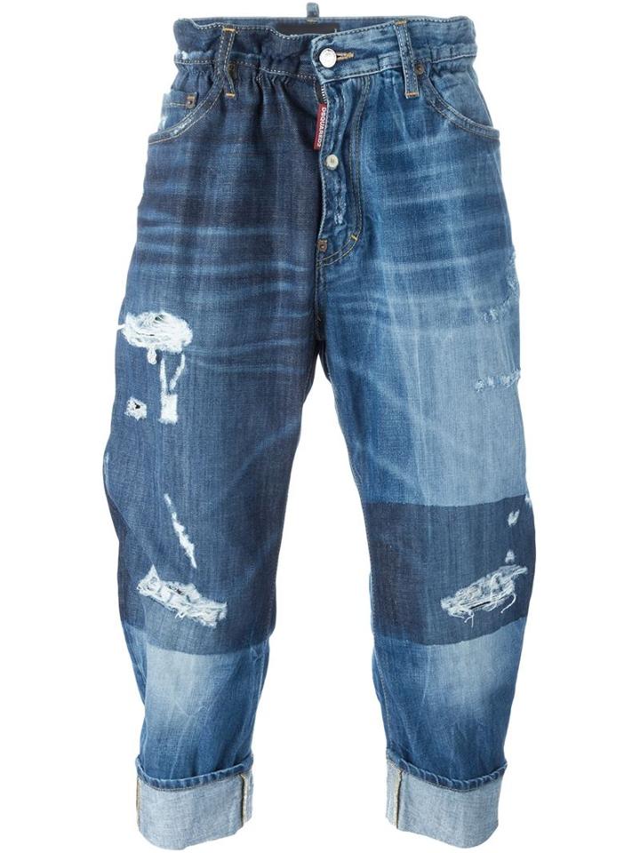 Dsquared2 Big Brother Jeans, Men's, Size: 50, Blue, Cotton/polyester/calf Leather