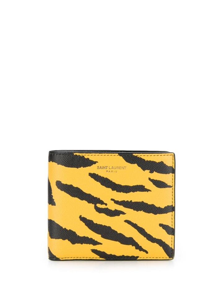 Saint Laurent Animal Print Billfold Wallet - Yellow