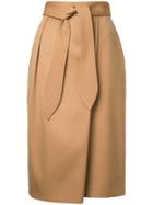 Estnation Tie Waist Midi Skirt - Brown