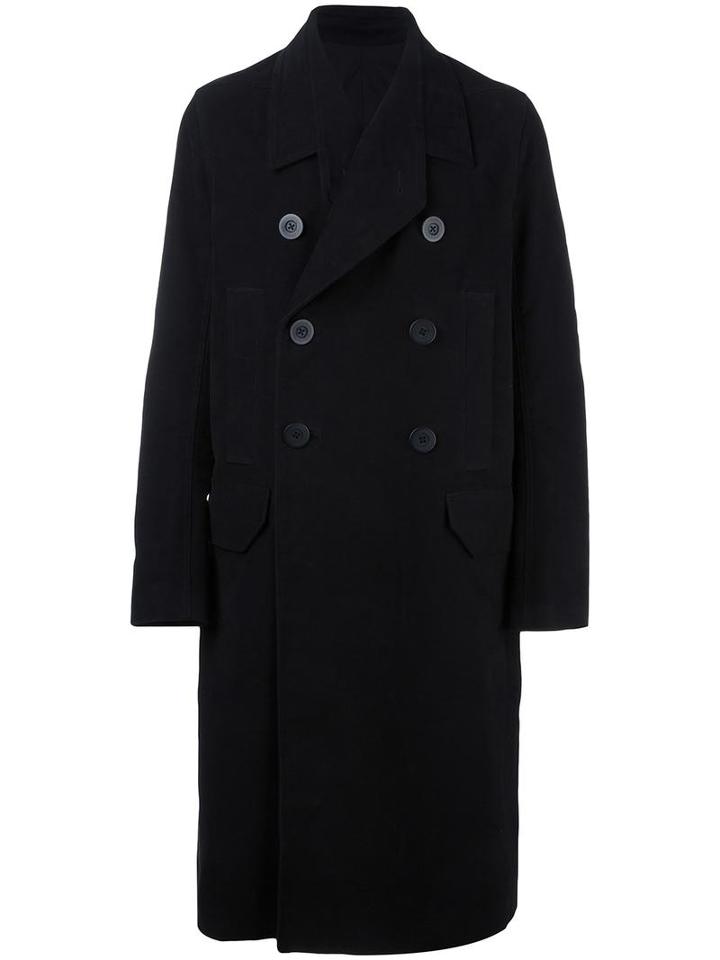 Rick Owens Oversized Peacoat, Men's, Size: 48, Black, Cotton/cupro