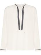 Saint Laurent Lace Up Front Cotton Shirt - Neutrals