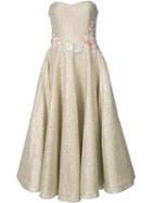 Marchesa Notte Floral Embroidery Metallic (grey) Dress, Women's, Size: 12, Polyester