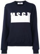 Msgm - Logo Print Sweatshirt - Women - Cotton - M, Blue, Cotton