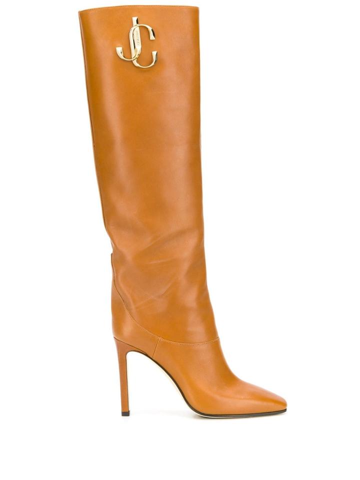 Jimmy Choo Logo Knee Length Boots - Brown