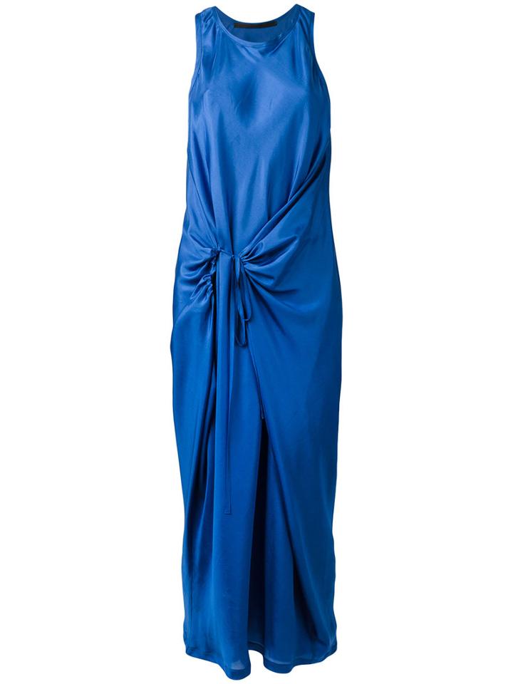 Haider Ackermann Tied Draped Front Dress, Women's, Size: 40, Blue, Silk