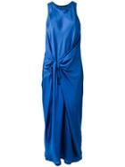 Haider Ackermann Tied Draped Front Dress, Women's, Size: 40, Blue, Silk