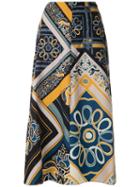 Martha Medeiros Saia Midi Viés Estampa Bandana - Blue
