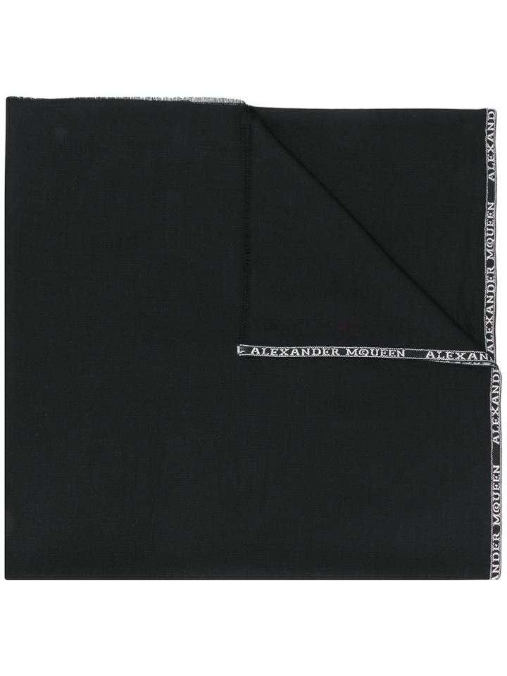 Alexander Mcqueen Embroidered Logo Scarf - Black